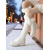 cheap Fashion Boots-Women's Black Knee High Boots – Faux Leather Winter Boots with Faux Fur Trim, Bow and Pearl Charm for Christmas, Party and Outdoor Wear