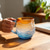 economico Tazze e tazzine-Tazza in vetro con onde marine, tazza da caffè in vetro con onde oceaniche fatta a mano da 12 once, tazze da caffè con onde oceaniche e manico isolato, tazza da tè con texture creativa con onde