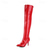baratos Botas da moda-Botas femininas de couro envernizado vermelho acima do joelho, botas sensuais de salto alto e salto agulha até a coxa para mulheres, roupas para festas em boates e moda urbana