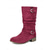 baratos Botas Slouch-Botas femininas de cano médio com tiras largas e fivelas – botas de inverno estilo camurça vintage para looks casuais e moda outono