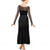 economico Sala da Ballo Standard-abito da ballo da sala nero da donna con maniche lunghe trasparenti, lungo fino a terra, elegante abito da spettacolo per balli latini, tango o balli sociali
