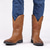 voordelige Cowboy &amp; Western Boots-Heren Amerikaanse vlag reliëf cowboy werklaarzen - duurzame bruine imitatieleren westernlaarzen met robuuste zool voor buiten en casual gebruik