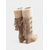 abordables Bottes de neige et d'hiver-Bottes compensées en daim marron pour femme avec revers en fausse fourrure – Design à lacets élégant avec pompons, bottes d'hiver chaudes et confortables pour une tenue décontractée et extérieure