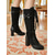 baratos Vitoriano &amp; Eduardo-Botas femininas de cano alto com cadarço preto e roxo, salto grosso e detalhe de laço, estilo gótico vitoriano dos anos 1920, botas da moda para cosplay, Halloween &amp;roupa de festa