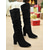 cheap Fashion Boots-Women's Red Suede Slouch Knee High Boots with Block Heels, Chic Winter Fashion Footwear for Christmas Parties, Holiday Outfits &amp; Daily Wear