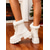 preiswerte Schnee- und Winterstiefel-Weiße Plateau-Schneestiefel mit Kunstfellfutter für Damen – klobige Absätze, warm und stylisch für den Winter, ideal für Weihnachten und Spaß im Freien