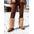 preiswerte Schnee- und Winterstiefel-Burgunderrote Winterstiefel aus Kunstfell bis zur Wadenmitte für Damen – warme Schneestiefel im Weihnachtsmann-Stil für Weihnachten, Feiertagsoutfits und Outdoor-Bekleidung