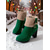 abordables Botas de moda-Botas de tacón de ante verde para mujer con puño de piel sintética, tacón grueso moderno, perfectas para vacaciones de invierno, fiestas navideñas y ocasiones festivas.