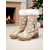 abordables Botas de nieve e invierno-Botas de nieve navideñas para mujer: botas de terciopelo rojo con copos de nieve bordados con forro de piel, tacón alto para fiestas navideñas, eventos invernales y ocasiones festivas.