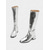 cheap 1970s Disco &amp; Hippie-Women's Silver Shiny Knee High Go Go Boots with Side Zipper and Block Heels, Retro 70s Disco Style Party &amp; Dance Boots