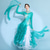 abordables Vêtements de Compétition-Robe de danse de salon pour femme, bleu marine, plumes, strass, organza superposé, élégante, pour compétition de valse, foxtrot