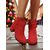 abordables Bottines-Bottines en daim rouge pour femmes avec détail à double boucle et talon épais, élégantes et confortables, parfaites pour Noël, les sorties d'hiver et les fêtes de fin d'année