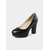 economico Décolleté con tacco largo-scarpe con tacco alto e plateau bianche da donna, classiche décolleté con punta tonda e tacchi a blocco spessi, eleganti scarpe in vernice per le feste di Natale &amp;abiti invernali