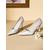 baratos Bombas Clássicas-scarpins femininos de salto alto em cetim champanhe - sapatos sociais com bico fino e detalhe de fita para casamentos &amp;coquetéis