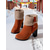 abordables Botas de moda-Botas de tacón de ante verde para mujer con puño de piel sintética, tacón grueso moderno, perfectas para vacaciones de invierno, fiestas navideñas y ocasiones festivas.