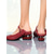economico Scarpe per balli latini-scarpe da ballo da donna in vera pelle rossa modello Mary Jane - comode scarpe da ballo con tacco basso &amp;scarpe da palcoscenico per latino, salsa e pratica