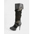 abordables Medieval &amp; Renacimiento-Botas medievales marrones por encima de la rodilla para mujer con tacones de aguja altos y diseño de correa con hebilla, botas de moda de estilo renacentista vintage para fiestas de disfraces, cosplay
