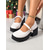 preiswerte Mary Jane Pumps-Burgunderrote Mary-Jane-Plateauschuhe für Damen mit Schnallenriemen, klobiger Sohle, lässiger und schicker Stil für Winter, Weihnachten und den Alltag
