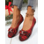 cheap Women's Flats-Women's Red Plaid Ballet Flats with Rhinestone Bow – Elegant Slip-On Dress Shoes for Daily Wear, Office and Christmas Parties