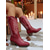 voordelige Mode laarzen-Rode cowboylaarzen voor dames met westernborduurwerk - bohemian stijl voor Kerstmis, feestdagen en vrijetijdskleding
