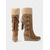 abordables Bottes de neige et d'hiver-Bottes compensées en daim marron pour femme avec revers en fausse fourrure – Design à lacets élégant avec pompons, bottes d'hiver chaudes et confortables pour une tenue décontractée et extérieure