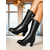 cheap Ankle Boots-Women's Black Winter Boots with Wool Lining for Warmth, Stylish Zipper and Charm Detail, Chunky Heel, Perfect for Cold Weather, Christmas and Casual Outings