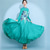 ieftine Sala de bal standard-Rochie de dans de salon cu imprimeu floral pentru femei - rochie cu mânecă lungă, linie A, cu model geometric, pentru concursuri, dans latino și evenimente de dans - verde&amp;amp;albastru