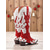 abordables Bottes à la mode-Bottes de cowboy western rouges et blanches pour femmes avec rivet pour Noël, bottes à talons confortables pour les fêtes de fin d'année et les festivités hivernales