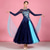 baratos Roupa de Competição-Vestido de dança de salão feminino com bordado floral em camadas de malha elegante para competição de valsa, tango e foxtrote – azul marinho &amp;azul claro