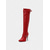 preiswerte Modische Stiefel-Rote Overknee-Stilettostiefel für Damen – High Heels mit Schnalle aus Kunstleder für Partys und das Nachtleben &amp;Weihnachtsfeiern