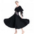 abordables Vêtements de Compétition-Robe de danse de salon pour femme, épaules dénudées, en mousseline, à volants, pour compétition de valse et de tango, avec strass – noire