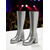 abordables Estilo Disco y Hippie de los años 70-Botas de plataforma hasta la rodilla con tacón de bloque en tono plateado metalizado para mujer, estilo disco retro de los años 80, ideales para escenarios de K-pop y fiestas. &amp;actuaciones de
