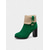 abordables Botas de moda-Botas de tacón de ante verde para mujer con puño de piel sintética, tacón grueso moderno, perfectas para vacaciones de invierno, fiestas navideñas y ocasiones festivas.