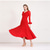 baratos Salão de Dança Padrão-vestido vermelho com babados para dança de salão feminina - vestido longo de manga comprida em linha A para competições, dança latina e eventos de dança