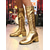 cheap 1970s Disco &amp; Hippie-Women's Silver Shiny Knee High Go Go Boots with Side Zipper and Block Heels, Retro 70s Disco Style Party &amp; Dance Boots