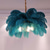 baratos Luzes da ilha-Lustre pendente de led lindo extra grande buquê de penas de avestruz de 80 cm Luz pendente de 5 luzes luminária montada romântica para restaurante cadeia de quarto ajustável