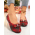 cheap Women's Flats-Women's Red Plaid Ballet Flats with Rhinestone Bow – Elegant Slip-On Dress Shoes for Daily Wear, Office and Christmas Parties