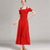 preiswerte Standard-Tanzsaal-rotes Gesellschaftstanzkleid mit schulterfreien Ärmeln, eleganter fließender Rock für Latein &amp;Gesellschaftstanz