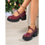 preiswerte Mary Jane Pumps-Burgunderrote Mary-Jane-Plateauschuhe für Damen mit Schnallenriemen, klobiger Sohle, lässiger und schicker Stil für Winter, Weihnachten und den Alltag