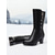 cheap Ankle Boots-Women's Black Winter Boots with Wool Lining for Warmth, Stylish Zipper and Charm Detail, Chunky Heel, Perfect for Cold Weather, Christmas and Casual Outings