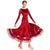 cheap Standard  Ballroom-Velvet Ballroom Dance Dress for Women - Long Sleeve A-Line Gown with Tulle Trim for Competitions, Latin, and Dance Events - Red
