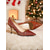 cheap Classic Pumps-Women's Red Lace Pointed Toe Stiletto Heels, Elegant Glitter High Heel Pumps with Gold Heel for Christmas Parties &amp; Holiday Celebrations