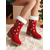 abordables Botas de nieve e invierno-Botas de nieve navideñas para mujer: botas de terciopelo rojo con copos de nieve bordados con forro de piel, tacón alto para fiestas navideñas, eventos invernales y ocasiones festivas.