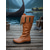 abordables Medieval &amp; Renacimiento-Botas vikingas medievales de piel sintética marrón con cordones hasta la rodilla para mujer, zapatos de disfraz renacentista retro para LARP, cosplay y festivales. &amp;representaciones teatrales