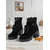 preiswerte Stiefeletten-Braune Damenstiefeletten zum Schnüren mit dickem Absatz und Häkelbesatz, modische Stiefeletten aus Wildlederimitat im Vintage-Stil für lässige Outfits und Outdoor-Events