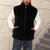 preiswerte Men's Vest-Herren Weste aus Wildlederimitat Weste Gilet Outdoor Täglich Mode Lässig Herbst Winter Tasche Kunstpelz Bequem Einfach Reisverschluss Stehkragen Normale Passform Schwarz Weste