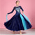 baratos Roupa de Competição-Vestido de dança de salão feminino com bordado floral em camadas de malha elegante para competição de valsa, tango e foxtrote – azul marinho &amp;azul claro