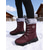 baratos Botas de neve e inverno-Botas de neve femininas de inverno cor de vinho com cano médio e acabamento em pele sintética, botas impermeáveis e isoladas para caminhadas e esqui &amp;tempo frio
