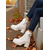 tanie Buty bojowe-damskie białe, sznurowane buty na grubym obcasie, stylowe buty bojowe na wysokim obcasie z regulowaną klamrą, modne obuwie na co dzień i na wyjścia na zewnątrz