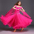 ieftine Sala de bal standard-Rochie de dans de societate pentru femei, roz aprins, cu aplicații florale, cu strasuri, straturi de organza, elegantă, pentru concurs, vals, tango, foxtrot
